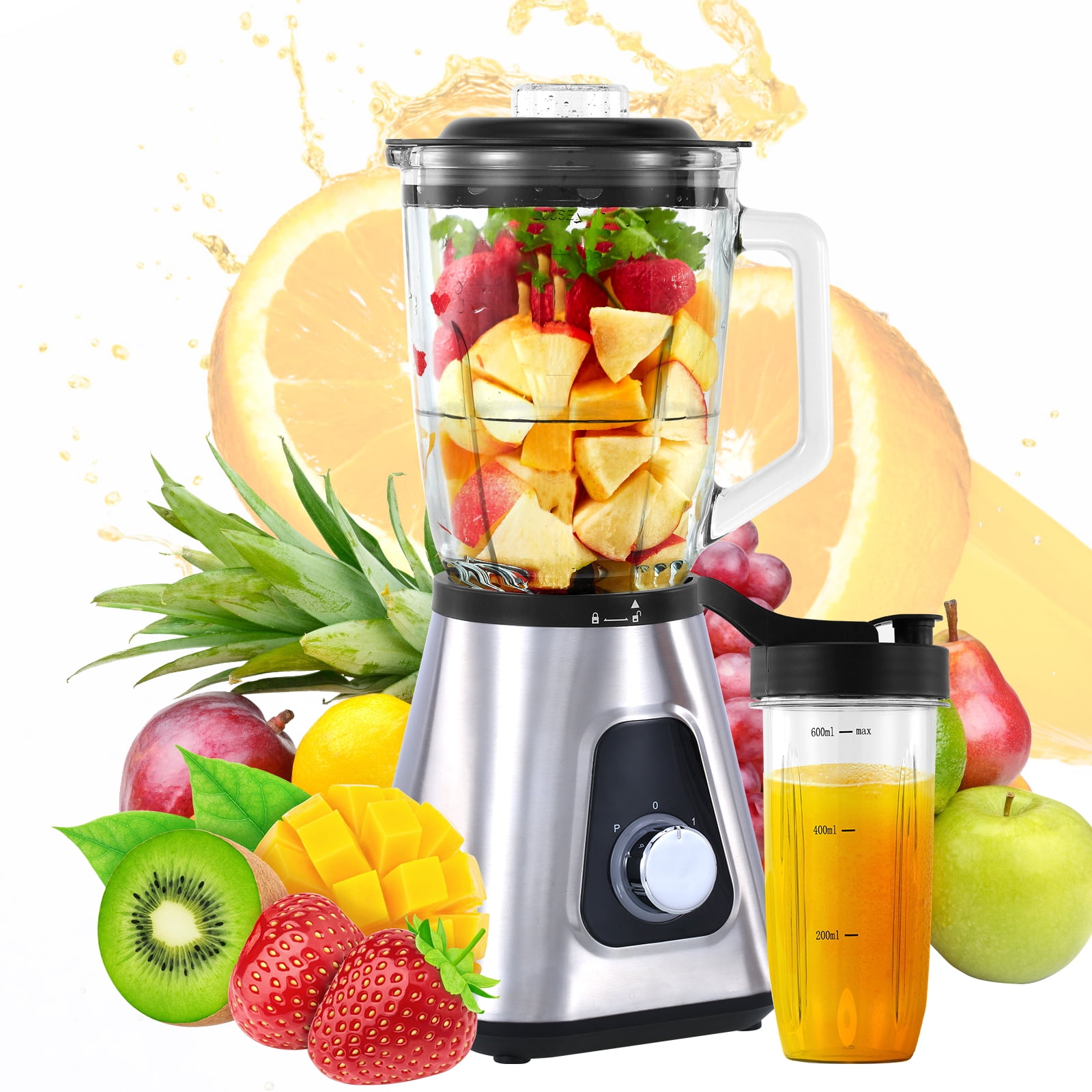 Professional Blender 500W Juicer Machines Smoothie Blender with 51 Oz Capacity Glass Jar for Kitchens and Home