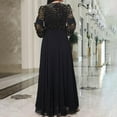 thumbnail image 4 of SDNall Bridesmaid Dresses for Women 2024 Wedding Guest Dresses for Women Solid Color Long Sleeve V-Neck Dress Maxi Dress (Black,Sizes：S-3XL), 4 of 9