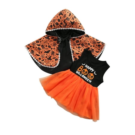 

Jkerther Baby Girls Halloween Costume Cosplay OutfitRed Pumpkins Print Tutu Dress and Cape Cloak Christmas Fancy Dress Clothes