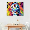 thumbnail image 2 of JEUXUS  abstract Colorful painting Lion Picture Canvas print Wall art Modern decor design Animal Paintings Artwork for office dorm Home Living Room Decor,  Stretched and Framed 16x12in, 2 of 6