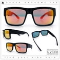 thumbnail image 2 of Mens Rectangle 90s Thick Horn Rim Skater Sport Plastic Sunglasses Matte Black - Orange Mirror, 2 of 8