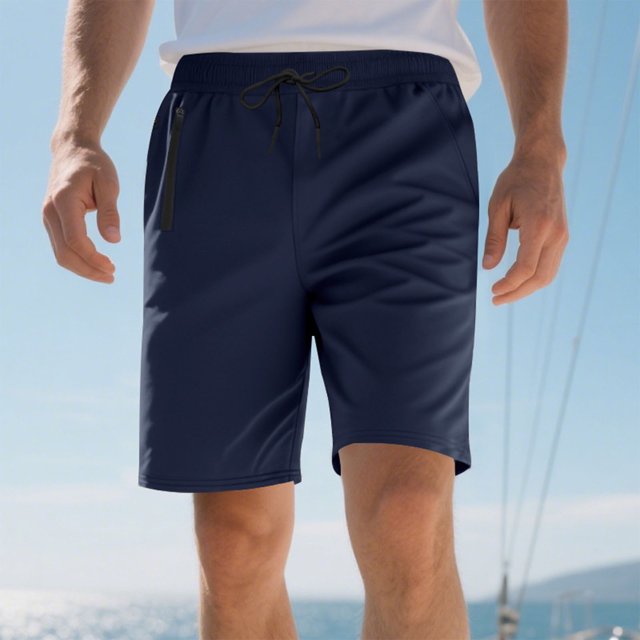 Ceisia Men's Relaxed Minimalist Sports Gift Casual Shorts Soft Elastic Side Zipper Pockets Multi-Color