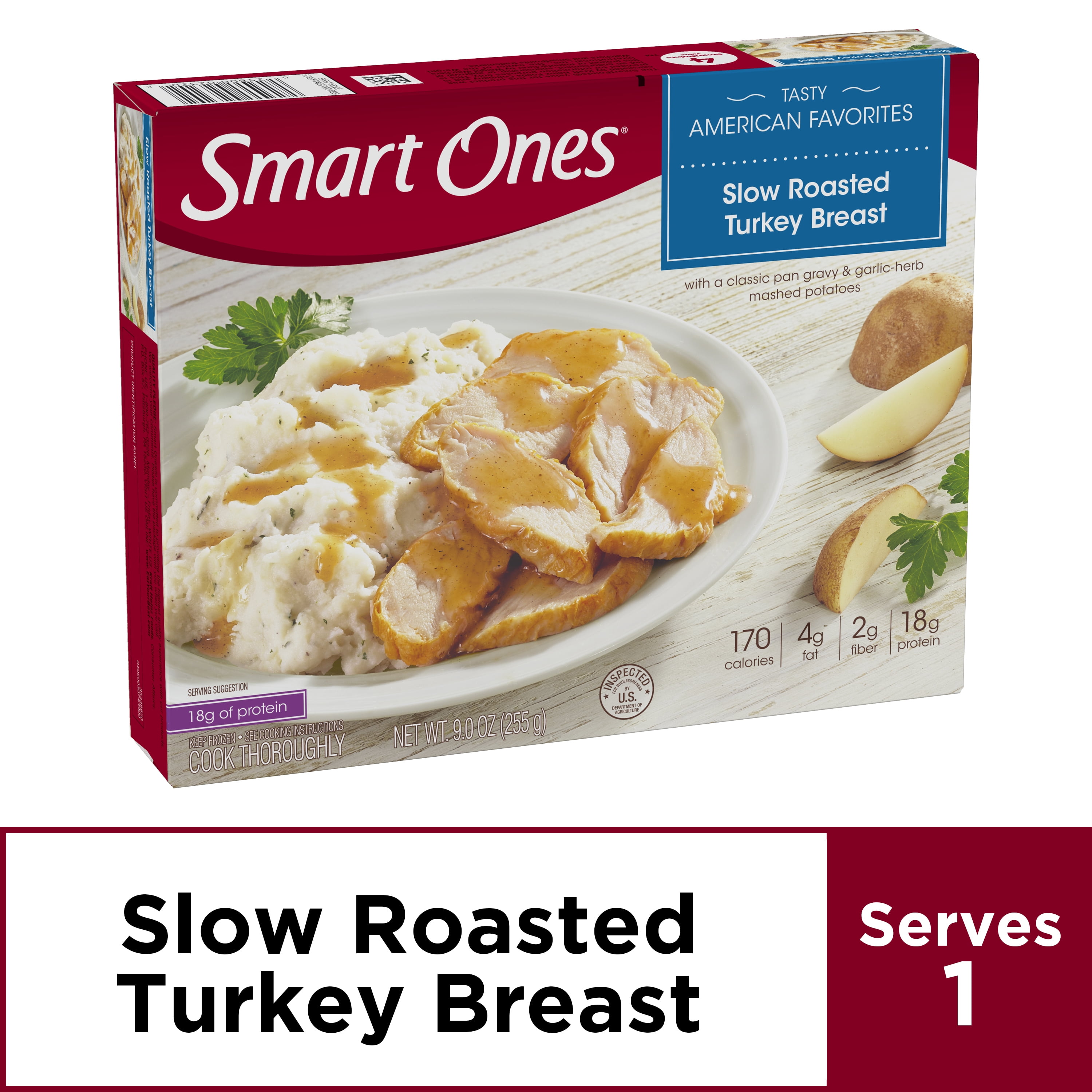 Smart Ones Slow Roasted Turkey Breast, Frozen Meal, 9 oz Box Walmart