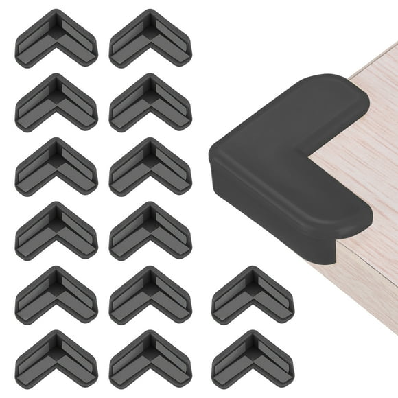 Uxcell Corner Protectors 16Pcs Table Corner Protectors Furniture Corner Guard and Edges Bumpers(L-shaped, Black)