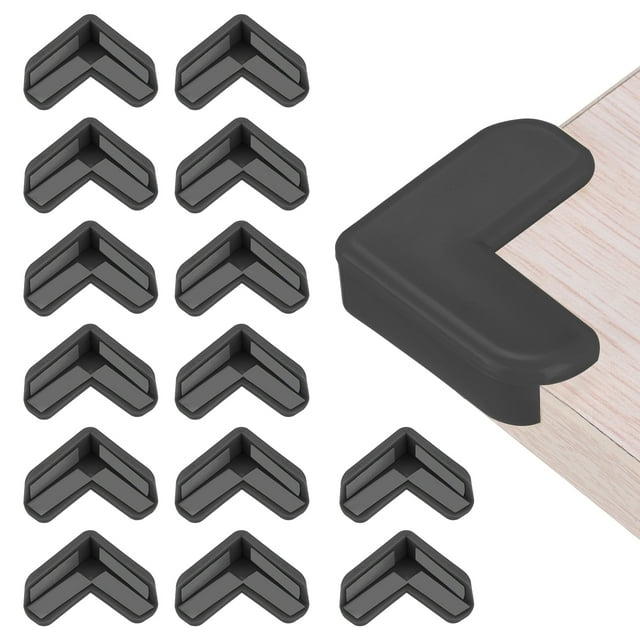 Uxcell Protecteurs d'Angle 16 Pcs Protecteurs d'Angle de Table Garde d'Angle de Meuble et Pare-Chocs de Bords (en L, Noir)