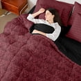 thumbnail image 4 of Feelyou Maroon Mandala Damask Comforter Set 7pcs, Rustic Butterfly Queen Bedding Sets, 4 of 8