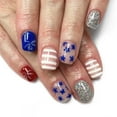 thumbnail image 4 of Short Glossy Press On Nails | Irregular Glitter Lines & Red White Polka Dots | 24PCS | Acrylic False Nails Kit | Easy Application | Reusable | for DIY Manicure Decor | Includes Jelly Glue, 4 of 7
