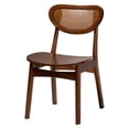 thumbnail image 3 of Baxton Studio Giuliana Mid-Century Modern Walnut Brown Finished Wood and Woven Rattan 7-Piece Dining Set, 3 of 10