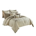 thumbnail image 2 of Benjara 10 Piece King Polyester Comforter Set with Damask Print, Cream and Gold, 2 of 5