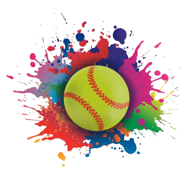 Removable Home Art Watercolor Splat Ball Wall Decal | 16 Inches x 20 Inches Adhesive Children's Bedroom Living Room Softball Decor Colorful Design Vinyl Wall Decoration Sticker - Multicolor