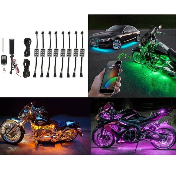 8pcs 7 Colores Llevó La Tira De De Cuerpo Ligero Resplandor De La Motocicleta Del Coche shamjiam LED Neon Tira