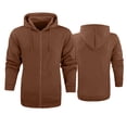 thumbnail image 5 of Outfmvch Men's Zip-Up Hoodie,Full-Zip Hoodie,Hooded Sweatshirt,Fleece Hoodie Men's Fashionable Casual Solid Color Trendy Hooded Zipper Sports Hoodie Brown M, 5 of 5