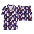 thumbnail image 4 of Leey-World Girls Halloween Pajamas Girls Pajama Set With Cute Print Home Short Sleeve Shorts Pajama Set Pjs for Girls 2T 3T 4T 5T 6T 7T 8T, 4 of 6