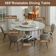 thumbnail image 6 of 59" Round Sintered Stone Dining Table with Black Titanium Stainless Steel Hourglass Base - Modern Marble-Look Table for 4-6, Scratch & Heat Resistant Surface, 6 of 9
