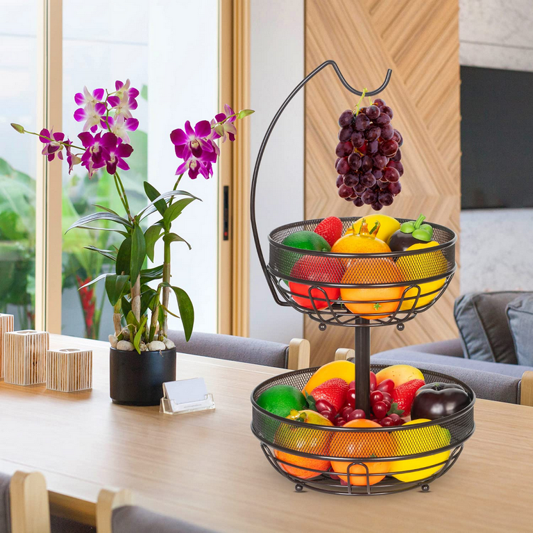 Auledio Fruit Basket,Fruit Bowl 2 Tier Kitchen Fruit Basket