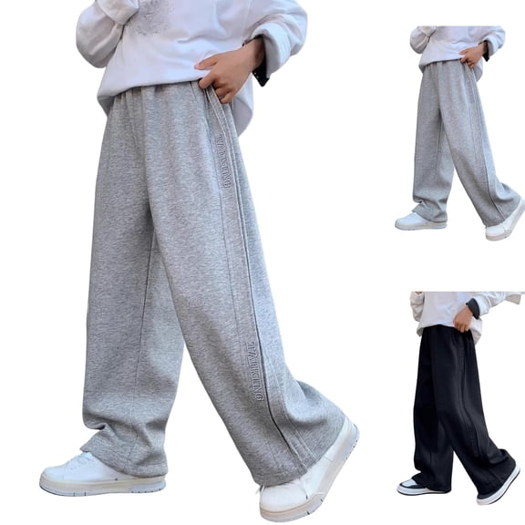 Girls Sweatpants Pull On Kids Joggers with Pockets Straight Leg Sweat Pants For Girls 9-10 Years