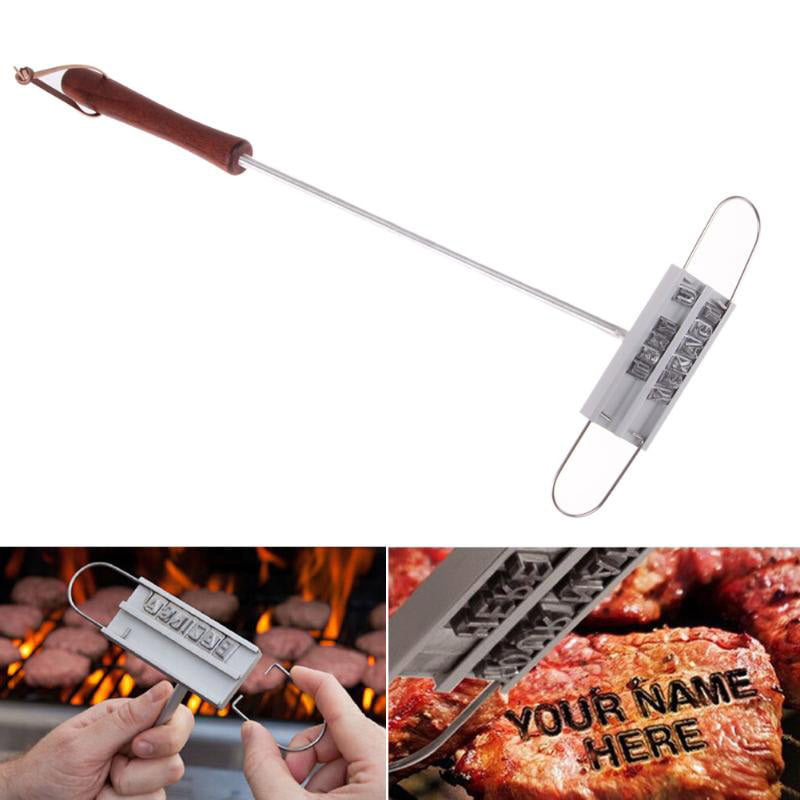 BBQ BRANDING NAME PRESS IRON SET STEAK MEAT GRILL STAMP TOOL CHANGEABLE LETTERS 