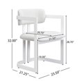 thumbnail image 5 of Upholstered Fabric Dining Chairs Set of 2 with White Metal Frame, Beige Seat, 5 of 10