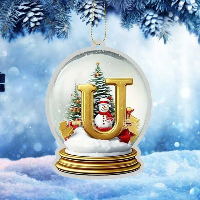 Xihbxyly Colgante de Acrílico de Cristal Amarillo, Diseño de 26 Letras, Multifuncional, para Decorar El Hogar, para Espejo de Coche, Adorno para Árbol de Navidad, para Celebraciones Festivas, Fácil d