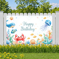 thumbnail image 5 of Colorful Underwater Animals Happy Birthday Banner for Kids Party Room Decoration Celebration Event, 5 of 7