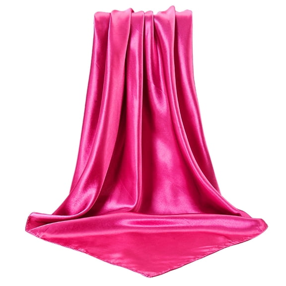 MIASHUI Elegant Large Square Satin Head Scarf Silk Hair Wrap Bandana For Women Fashionable Sleeping Accessory Hot Pink,One Size