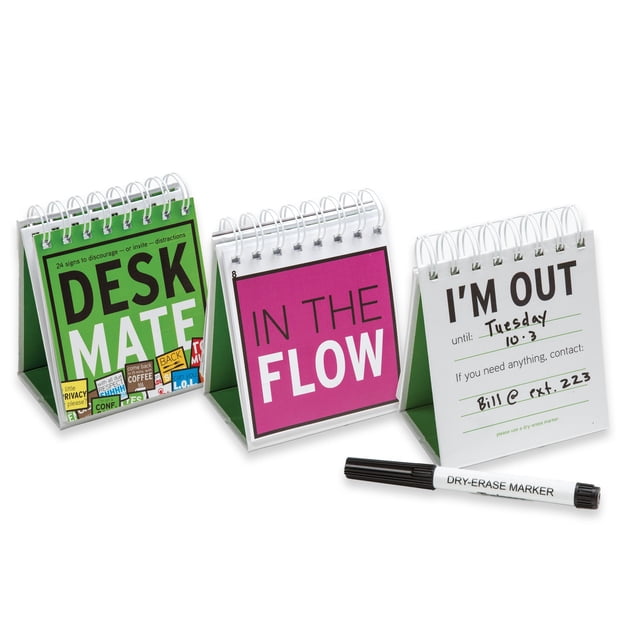 Trainers Warehouse Deskmate - Accesorios de escritorio de oficina Letreros de escritorio Regalos divertidos de oficina | 24 señales para desalentar (o invitar) distracciones en una oficina abierta o e