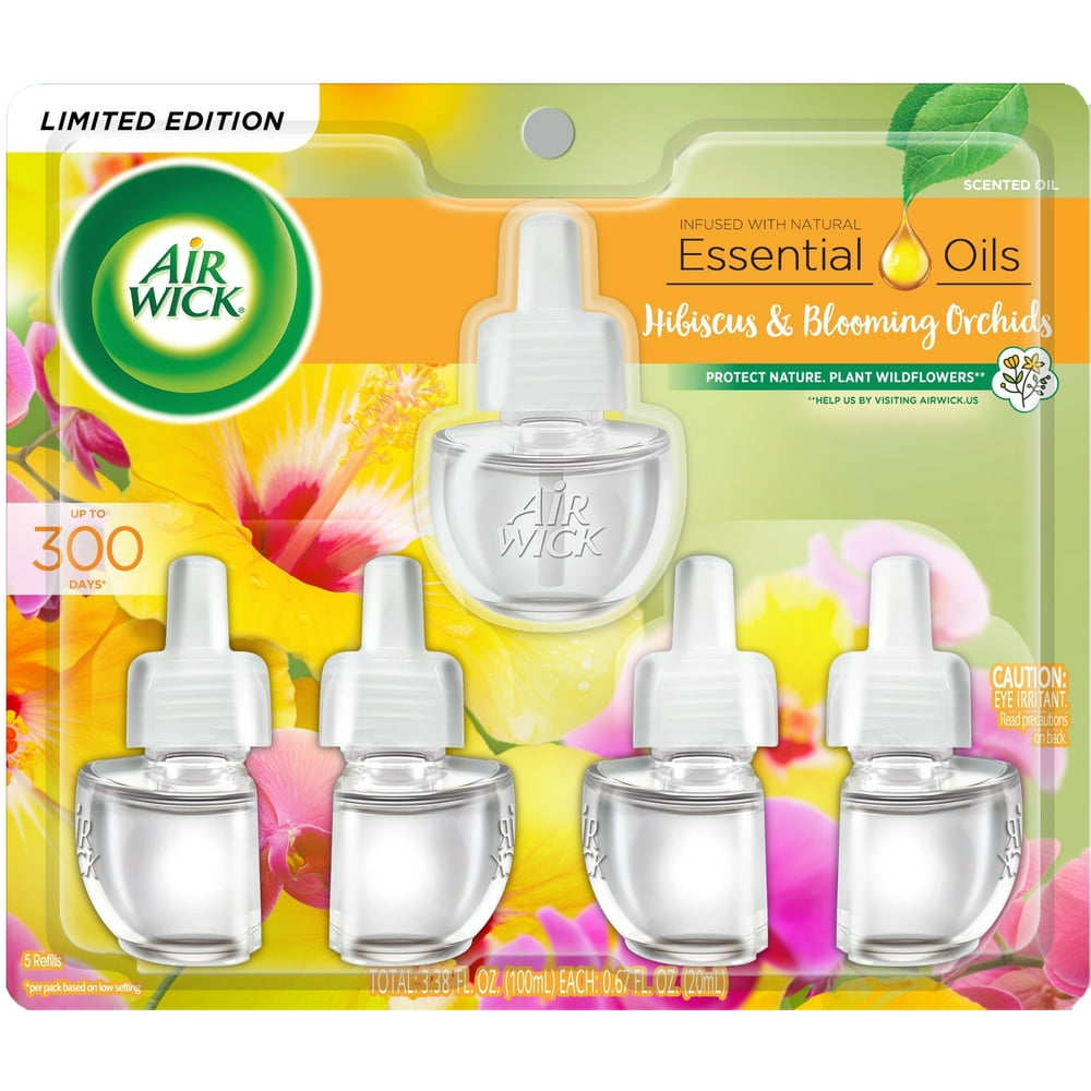 Air Wick Plug in Scented Oil Refill, 5 ct, Hibiscus and Blooming ...