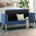 thumbnail image 3 of Andewrold Storage Bench,Upholstered Storage Ottoman Bench,Modern Bed Bench Entryway Bench with Gold Legs for Bedroom Living Room(Blue), 3 of 7