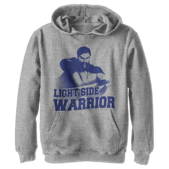 Boy's Star Wars: The Clone Wars Obi-Wan Kenobi Light Side Warrior Pull Over Hoodie Athletic Heather X Large