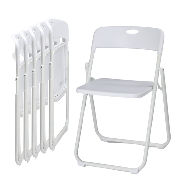 BAYUELSWU 6 Pack Folding Chairs, Portable Party Chairs, Plastic Folding Chair, Stackable Commercial Seats (White)