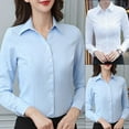 thumbnail image 6 of Long Sleeve Blouse Women Shirt Office Lady Business Button Up Solid Work Tops, 6 of 10