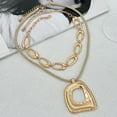 thumbnail image 7 of Women's Layered Gold Irregular Geometric Square Pendant Necklace Unique Punk Hip-Hop Style Oval Openwork Chain Necklace Fashion Accessories Creative Jewelry Women's Jewelry, 7 of 7
