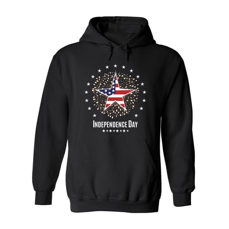 Independence Day Usa Big Star Hoodie Men -Image by Shutterstock Male Small