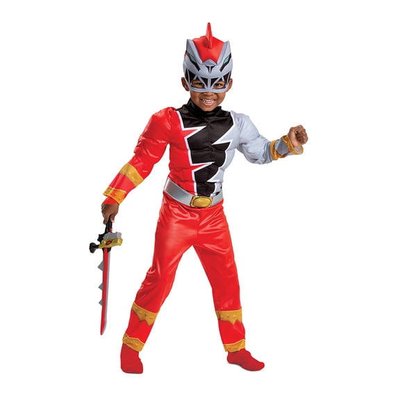 Boys Size (2T) Red Ranger Muscle Halloween Toddler Costume Power Ranger Dino Fury, Disguise