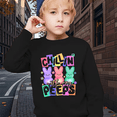 thumbnail image 3 of Little Boy "Chillin' with My Peeps" Easter Crewneck Sweatshirt - 100% Cotton Long Sleeve Pullover for Easter and Casual Wear, 3 of 6