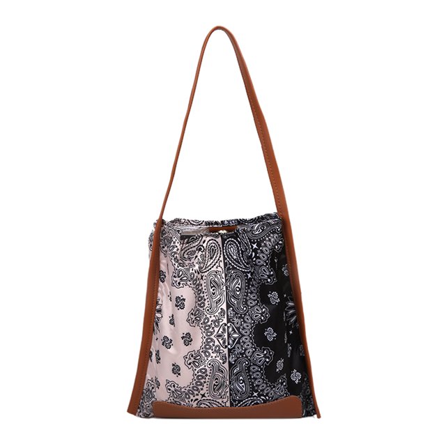 Bolso de compras de hombro con estampado de seda para mujer a la moda, bolso de mano con cadena de perlas Likrtyny Para estrenar