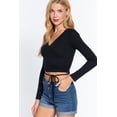 thumbnail image 3 of Long Slv Surplice Wrap Rib Knit Top, 3 of 5