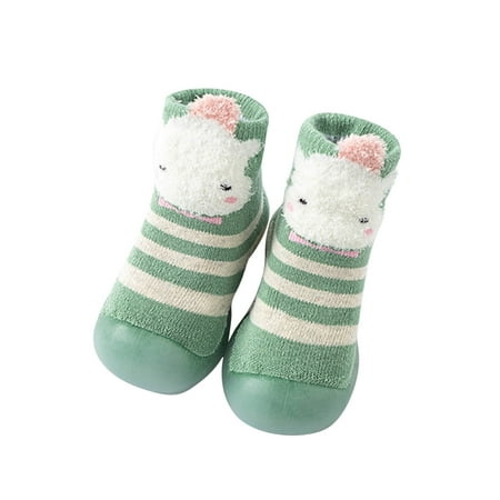 

Boys Girls Animal Cartoon Socks Shoes Toddler Fleece WarmThe Floor Socks Non Slip Prewalker Shoes Toddler Wide Dress Shoes Girls