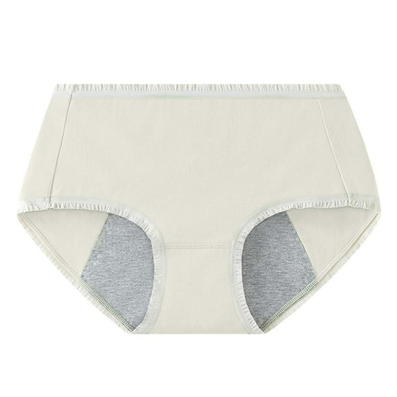 12 Pack Women Underwear Breathable Period Leakproof Menstrual Ladies Panties,Beige,L