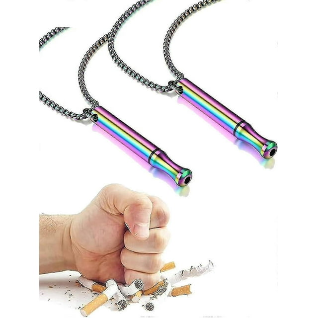 2x collares de respiración para dejar de fumar, collares de vapeo para aliviar la ansiedad, ayuda para dejar de fumar, ejercicios de respiración, regalo de Navidad - 2 piezas de colores - Código de mo