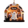 thumbnail image 2 of Diceymbol Spooky Cute Halloween Hanging Ornaments Friendly Ghost Scene Decor with Lantern and Cat Designs for Halloween Tree Home Decor and Seasonal Display, 2 of 7