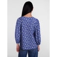 thumbnail image 4 of Scenario Women's and Women's Plus Blouse with 3/4-Length Puff Sleeves, Sizes XS-4X, 4 of 6