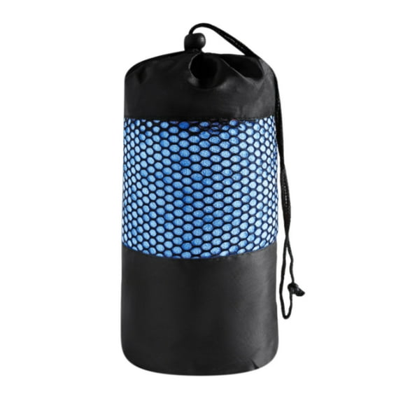 Blue Yoga Mat Towel Non Slip Sweat Absorbent Hot Yoga Mat Towel Large Size 72 X 32 Inches Yoga Towel For Bikram Pilates Exercise Mat Towel With Carrying Strap 1Pc