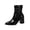 Black, variant on Women’s Ruched Ankle Boots, Pointed Toe Back Zipper Chunky Block Heel Short Booties, Wrinkle Slouch Mid Calf Dress Boots Brown 5(35)