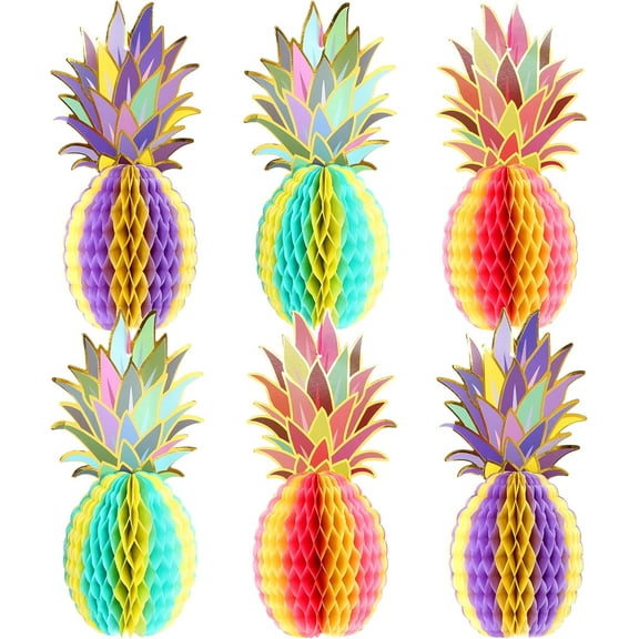 6pcs Huge Pineapple Table Centerpiece Decorations, 12 Inch Luau & Hawaiian Party Decorations, Tropical & Beach Decorations