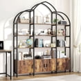 thumbnail image 6 of Semoic Arched Bookshelf and Bookcase with 3 Cabinets, Triple Wide 5 Tier Standing Book Shelf, Storage Display Rack Shelves,  Open Bookshelf, Etagere Bookcase, Brown+Black, 6 of 18