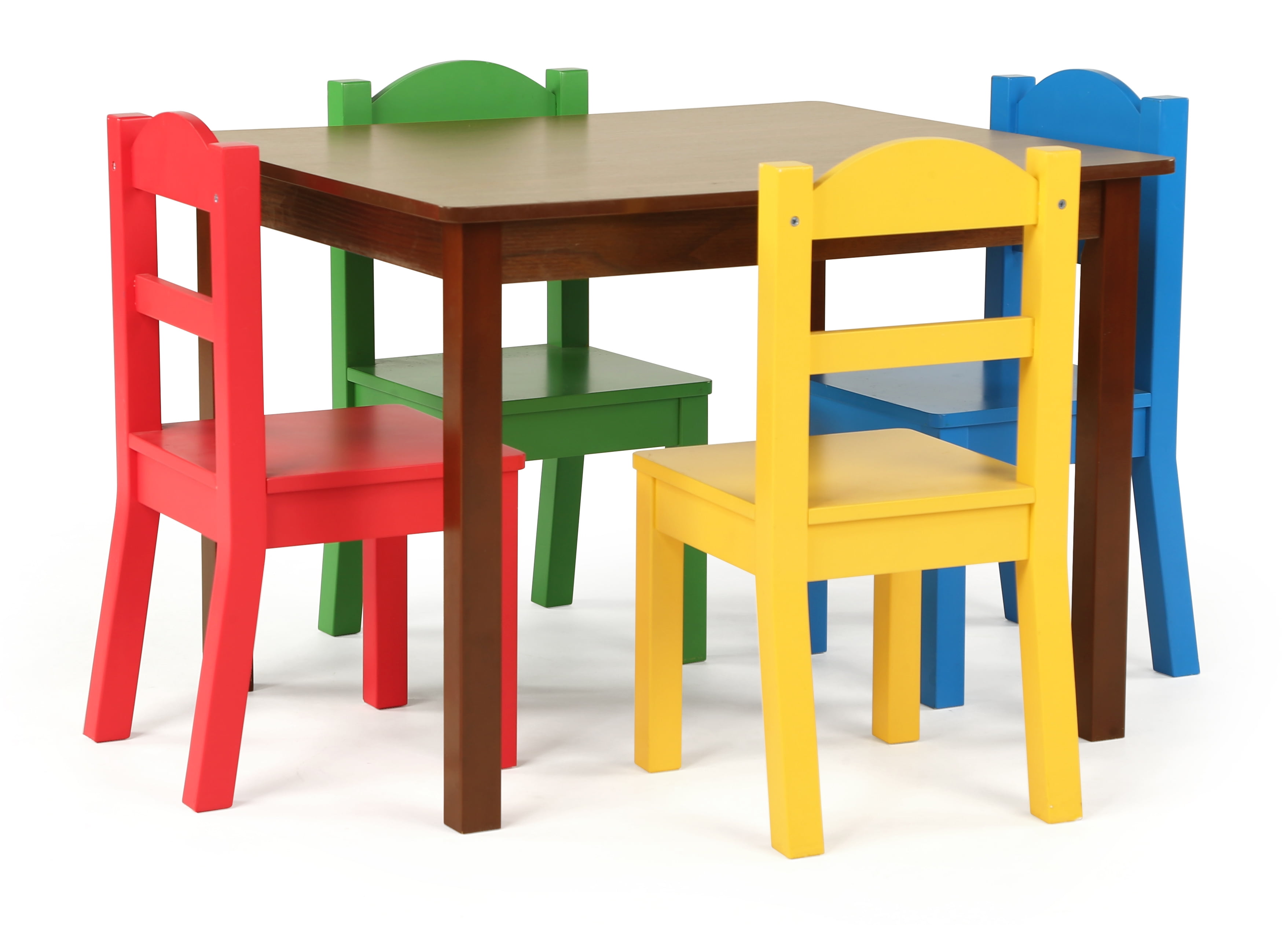 Tot Tutors TC406 Summit Collection Kids Wood Table & 4 Chair Set Renewed White/Primary 