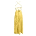 thumbnail image 5 of Solid Color Spaghetti Strap Maxi Dress Women Sleeveless Bodycon Elegant Casual Party Dress Yellow L, 5 of 5
