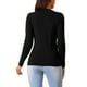 thumbnail image 3 of Suéter casual de manga larga con cuello redondo para mujer, ajuste slim, negro, talla S, 3 of 5