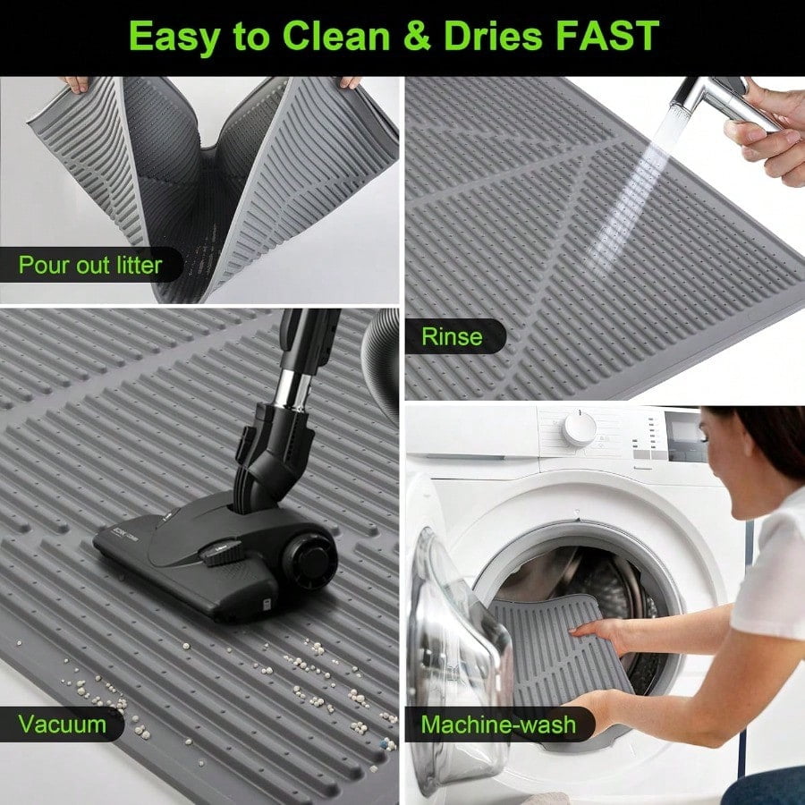 Cat Litter Mat XXL Waterproof Kitty Litter Box Mat For Floor Extra Large Pet Trapping Litter Rug Pad Silicone Cat Supplies Accessories For Indoor Cats 38 X 25 Grey
